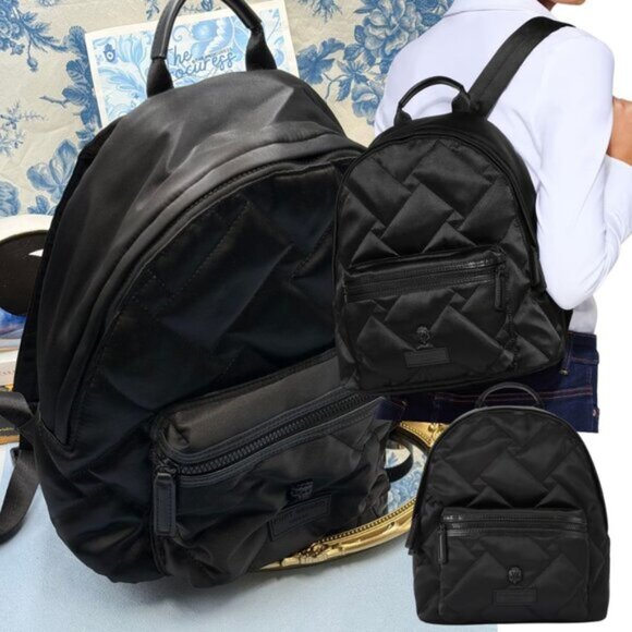 🆕 KURT GEIGER LONDON 🧿 NWOT Recycled Nylon Drench Zip Backpack, Black Nylon - Picture 1 of 16